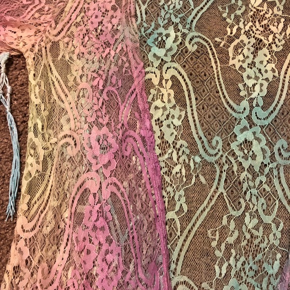 Rainbow kimono tie dye psychedelic rave fringe Edc - Picture 8 of 8